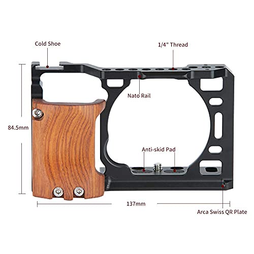 NICEYRIG NICRYRIG Cage Kit for A6400 A6500 Sony Mirrorless Camera, with Wooden Handle Grip M2.5 Screw - 110 - Image 5