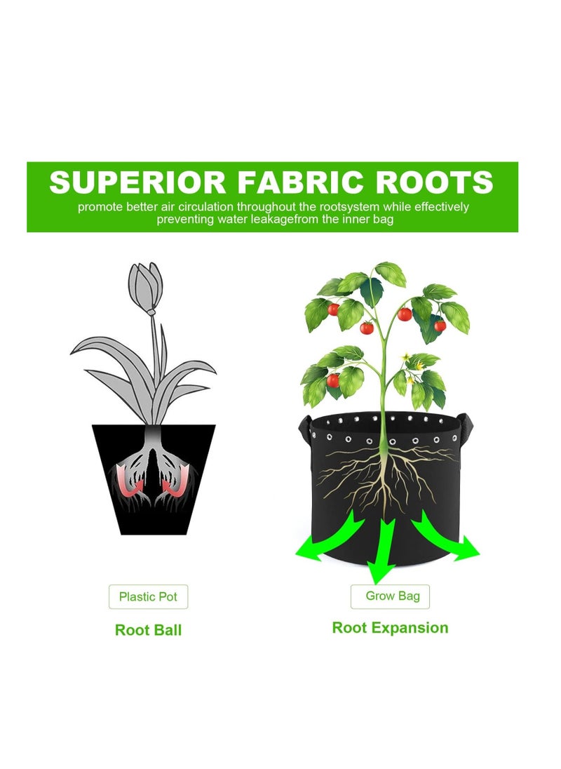 SYOSI Plant Grow Bags 5 Packs 5 Gallon Plant Grow Bags Thickened Non-woven Aeration Fabric Pots with Handles and Holes 19 litres Plant Fabric Containers  - Image 3