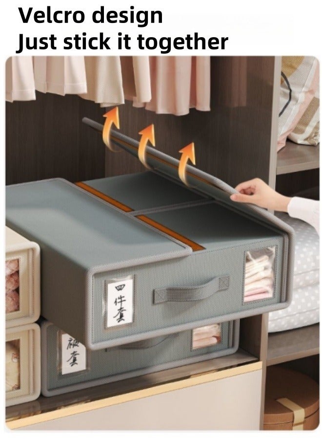 Fabric Clothes Storage Bags with Zipper and Velcro Strap Foldable Closet Storage Organizer Closet Storage Box, Large Capacity Foldable Moving Bags ,Closet Organizers and Storage Containers for Bedding, Duvet, Comforter - Image 3