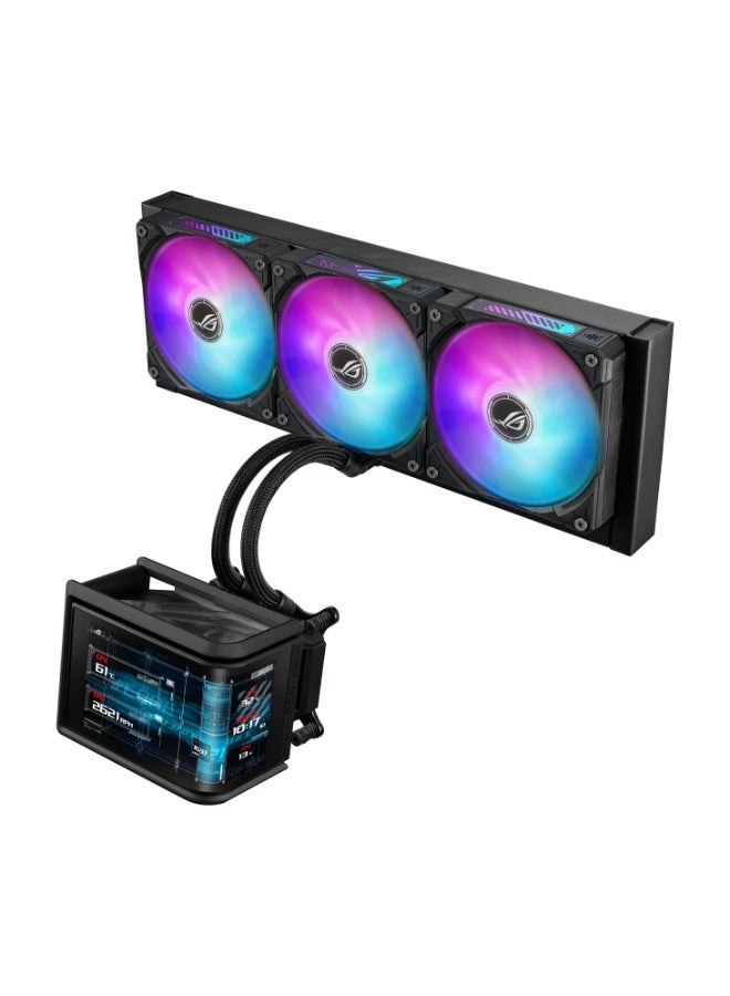 ASUS ROG Ryuo IV SLC 360 ARGB AIO Liquid CPU Cooler, 360mm, 6.67" 2K Curved AMOLED Display, 3x ARGB Fans, 3200 RPM Pump, LGA1700/1851, AM4/AM5, Black | 90RC0151-B0EAY0 - Image 3