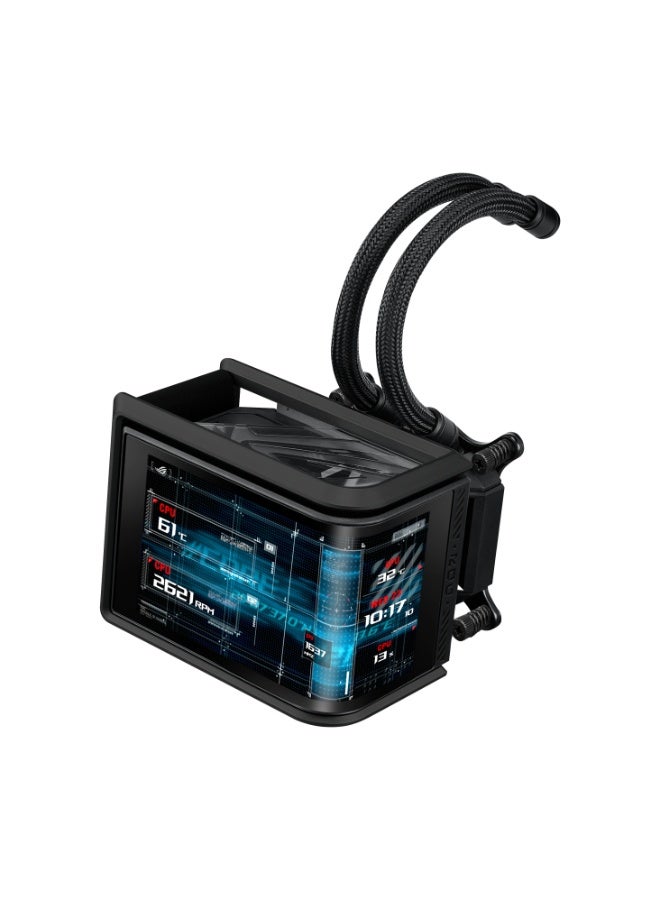 ASUS ROG Ryuo IV SLC 360 ARGB AIO Liquid CPU Cooler, 360mm, 6.67" 2K Curved AMOLED Display, 3x ARGB Fans, 3200 RPM Pump, LGA1700/1851, AM4/AM5, Black | 90RC0151-B0EAY0 - Image 4