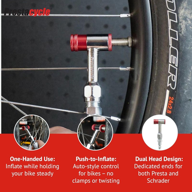 Prestacycle Prestaflator Mini Pro, Bike Tire Inflator Head, Bicycle Air Pump Valve Presta Push-to-Inflate Tool for Air Compressor Lines, Bike Tools & Maintenance, Mini Pro Inflation Tool - Image 3
