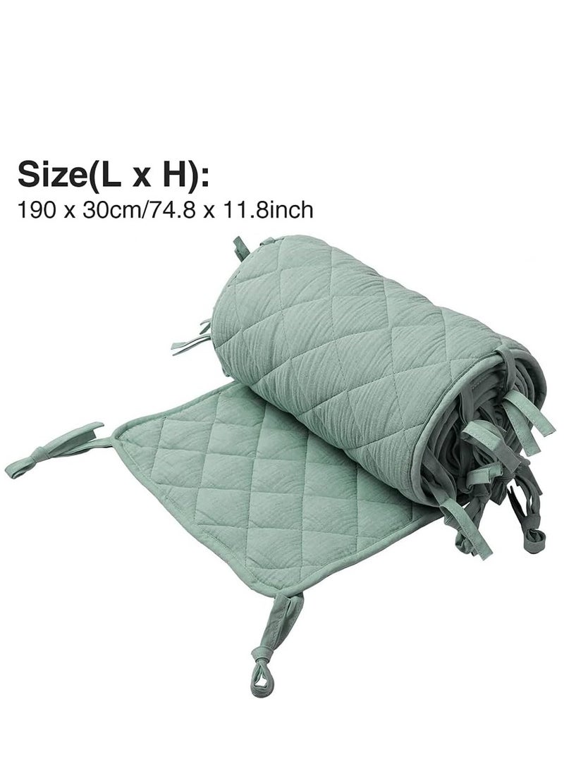 Baby Crib Rail Cover, Front Side Soft For Long Guard Baby Crib Rail Cover Protective Sleeve, Thicken Baby Crib Cot Wrap Padded Bed Fence Cover - Image 3
