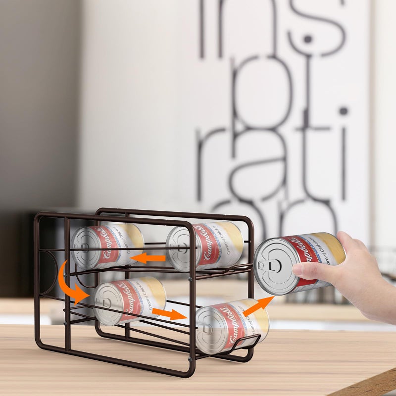 MOOACE 4 Pack Can Dispenser Rack, Stackable Can Storage Organizer Holder for Canned Food Kitchen Cabinet Pantry Countertop, Bronze - Image 2