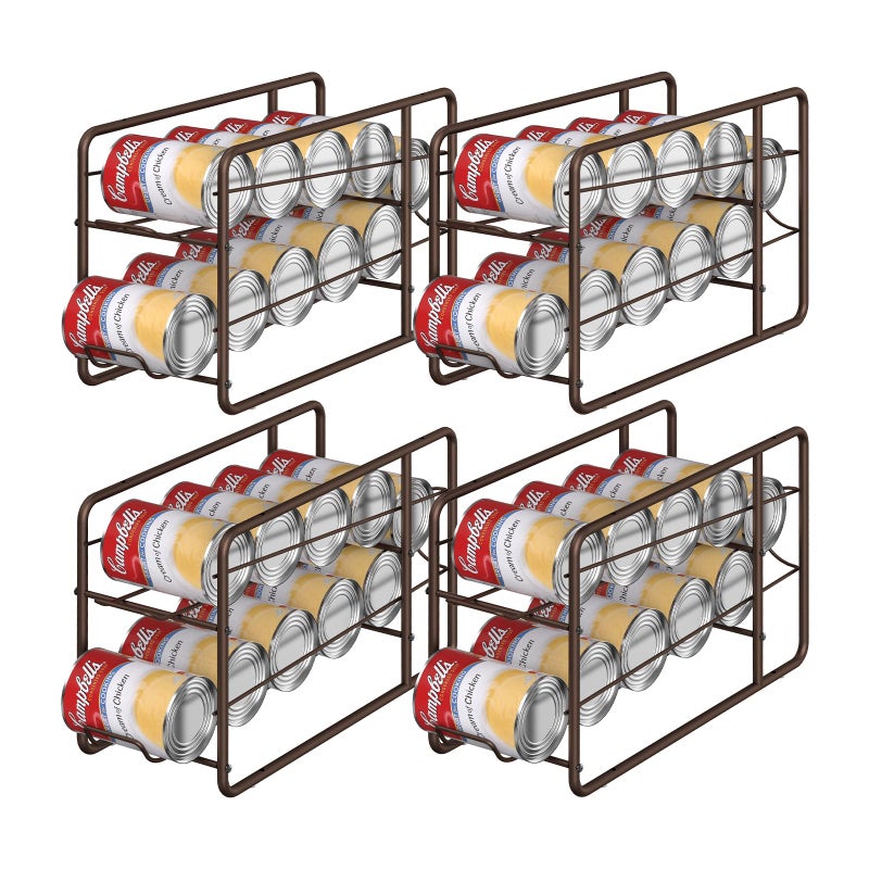 MOOACE 4 Pack Can Dispenser Rack, Stackable Can Storage Organizer Holder for Canned Food Kitchen Cabinet Pantry Countertop, Bronze - Image 1
