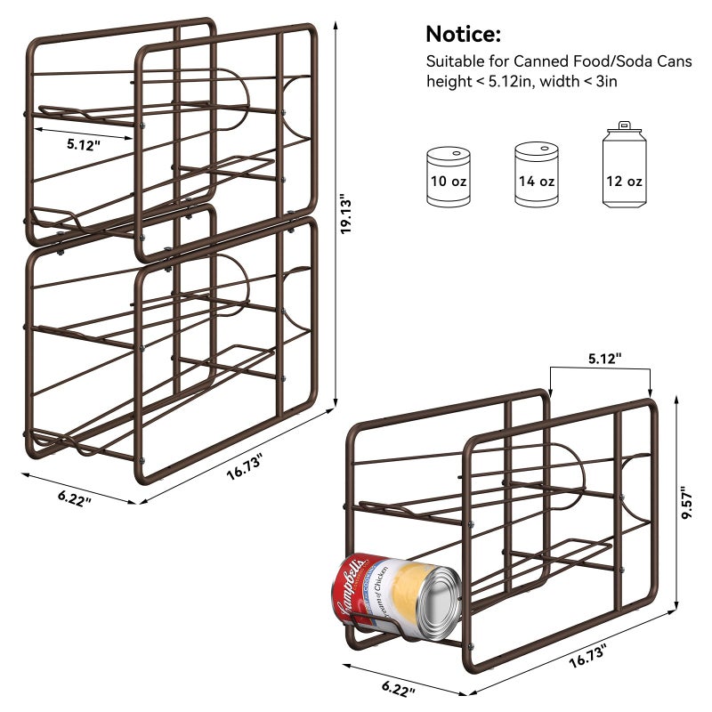 MOOACE 4 Pack Can Dispenser Rack, Stackable Can Storage Organizer Holder for Canned Food Kitchen Cabinet Pantry Countertop, Bronze - Image 5