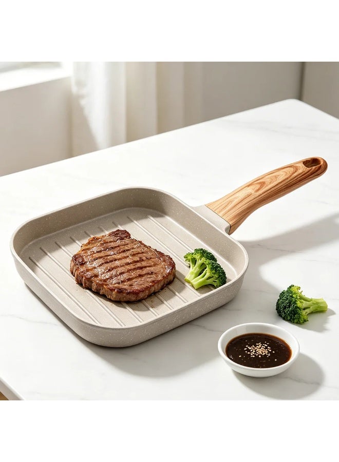 Raised Stripe Grill Pan with Effortless Food Release for Restaurant-Style For Steak Cooking All-in-One Skillet Functionality - Image 1