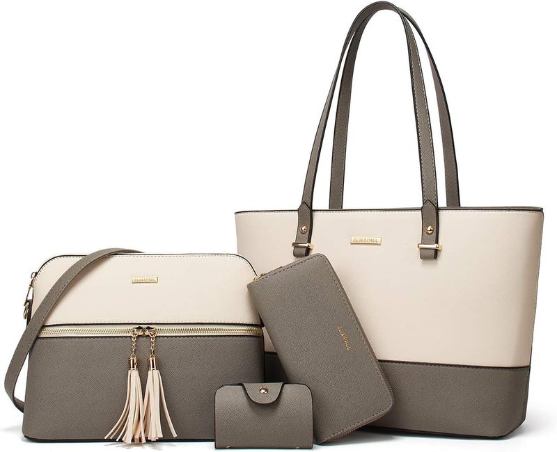 YTL Women Fashion Handbags Wallet Tote Bag Shoulder Bag Top Handle Satchel Purse Set 4pcs - Image 1