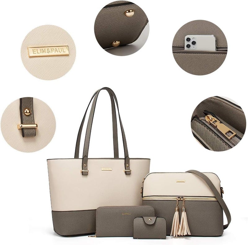 YTL Women Fashion Handbags Wallet Tote Bag Shoulder Bag Top Handle Satchel Purse Set 4pcs - Image 3