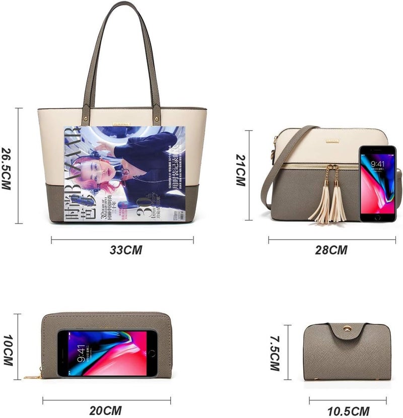 YTL Women Fashion Handbags Wallet Tote Bag Shoulder Bag Top Handle Satchel Purse Set 4pcs - Image 4