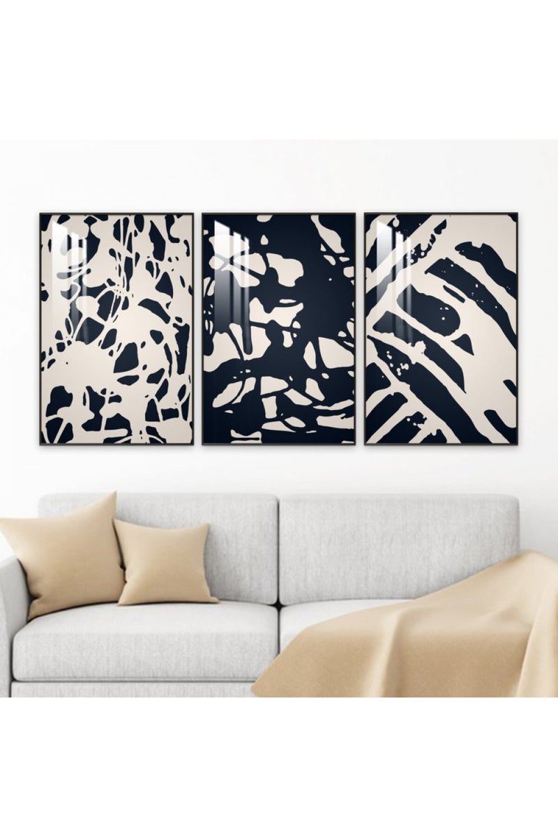 Marktna Three wooden wall painting with a frame and a clear acrylic layer - Image 1