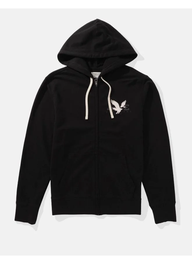 American Eagle AE Logo Graphic Zip-Up Hoodie