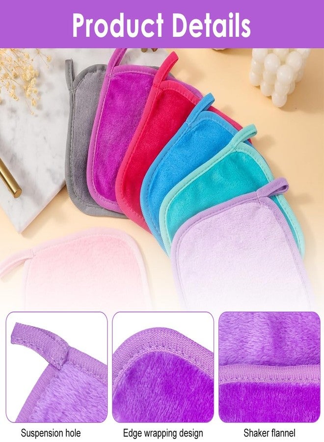 MAYCREATE® 7-Pack Color Flannel Face Towels Ultra-Soft Gentle Facial Cleansing & Makeup Remover Cloths 6.3 Square Reusable Towels with Hanging Loop for Daily Skincare, Travel & Spa - Image 3