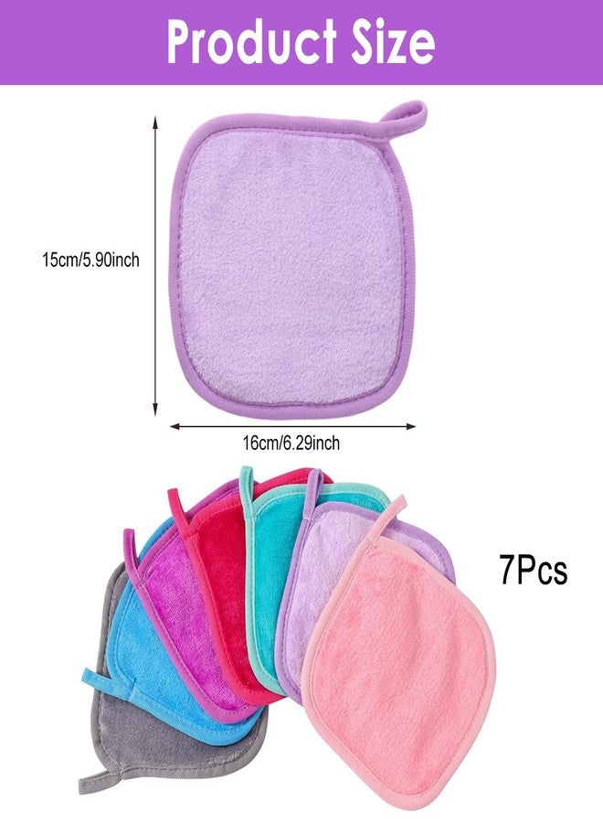 MAYCREATE® 7-Pack Color Flannel Face Towels Ultra-Soft Gentle Facial Cleansing & Makeup Remover Cloths 6.3 Square Reusable Towels with Hanging Loop for Daily Skincare, Travel & Spa - Image 2