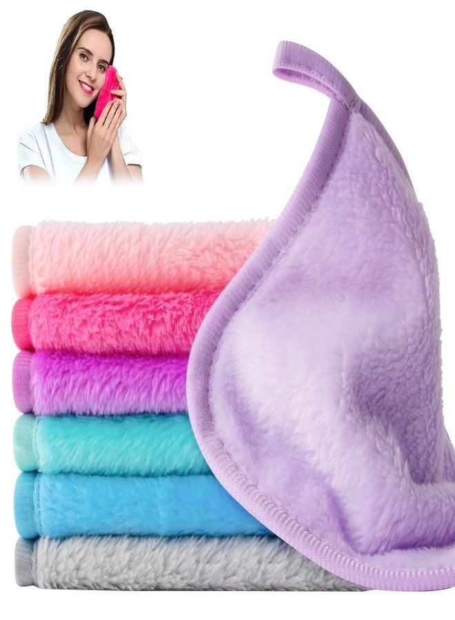MAYCREATE® 7-Pack Color Flannel Face Towels Ultra-Soft Gentle Facial Cleansing & Makeup Remover Cloths 6.3 Square Reusable Towels with Hanging Loop for Daily Skincare, Travel & Spa - Image 1