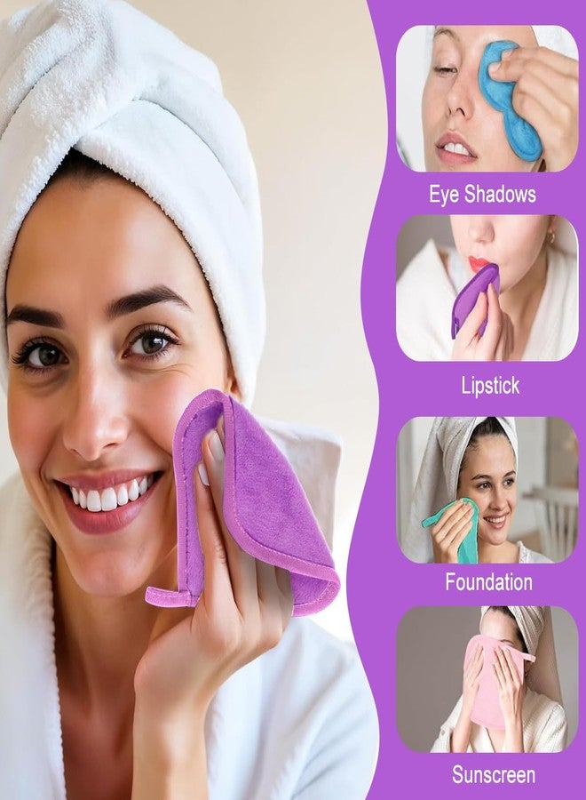 MAYCREATE® 7-Pack Color Flannel Face Towels Ultra-Soft Gentle Facial Cleansing & Makeup Remover Cloths 6.3 Square Reusable Towels with Hanging Loop for Daily Skincare, Travel & Spa - Image 5