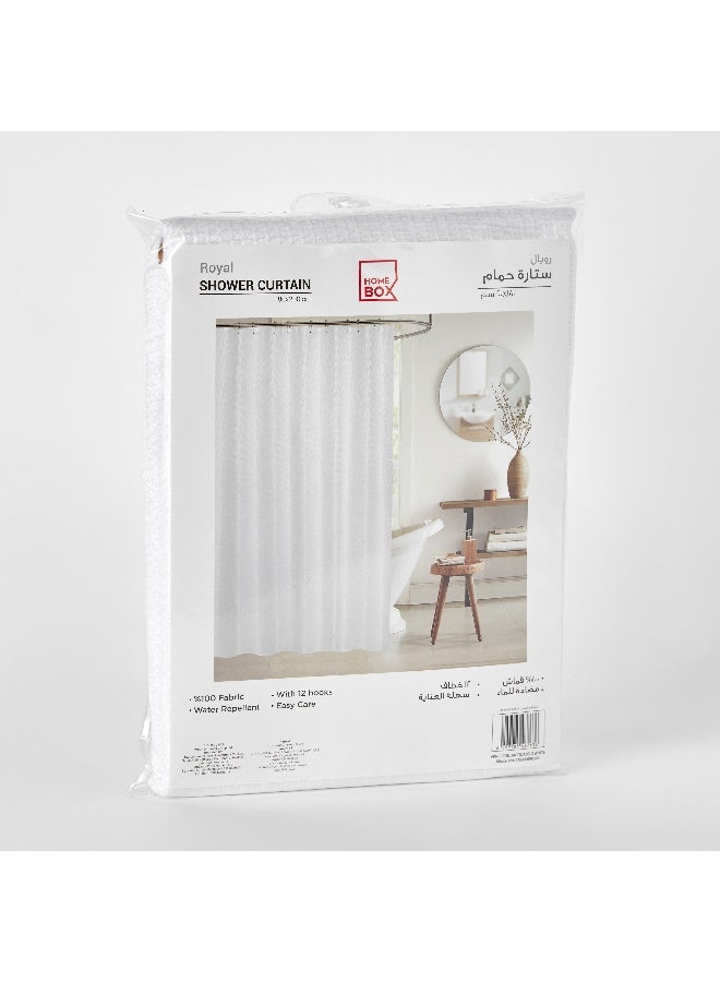 Home Box Royal Solid Jacquard Shower Curtain with 12 Hooks 200 x 180 cm - Image 5