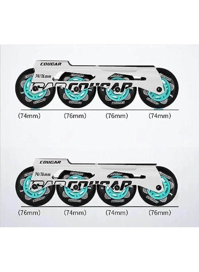 Cougar Roller Skate Shoe Cougar Model 307 For Adult Adjustable Roller Skates with 4 Illuminating Pu Wheels, Outdoors and Indoors Roller Blades for Boys Girls Beginners Color : White Size : 45 - Image 2