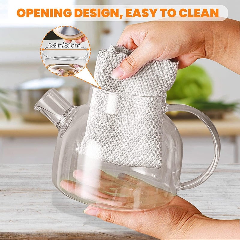 Jinelza Glass Teapot Stovetop Safe, Borosilicate Glass Tea Pot with Removable Filter & Bamboo Lid, Microwave Safe Tea Kettle Maker for Tea Infuser Blooming and Tea 1000ML Wooden Lid Kettle 1 PCS - Image 3