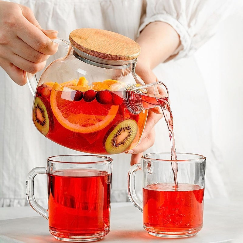 Jinelza Glass Teapot Stovetop Safe, Borosilicate Glass Tea Pot with Removable Filter & Bamboo Lid, Microwave Safe Tea Kettle Maker for Tea Infuser Blooming and Tea 1000ML Wooden Lid Kettle 1 PCS - Image 4