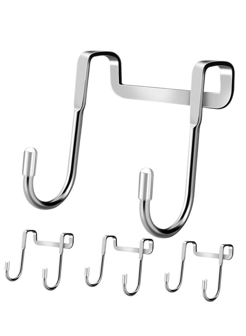 Oasisgalore 4 Pcs 304 Stainless Steel Double Hook Door Hanger for Hats, Clothes, Towels, Multifunctional Storage  - Image 1
