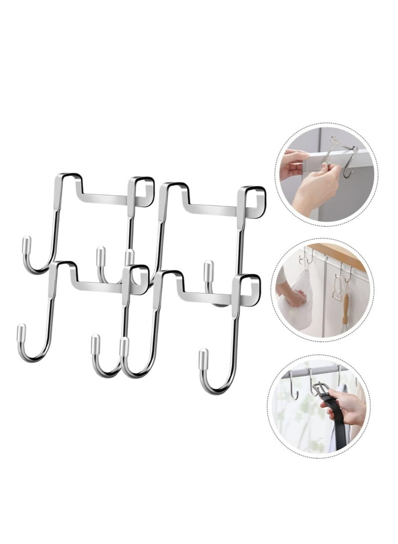 Oasisgalore 4 Pcs 304 Stainless Steel Double Hook Door Hanger for Hats, Clothes, Towels, Multifunctional Storage  - Image 2