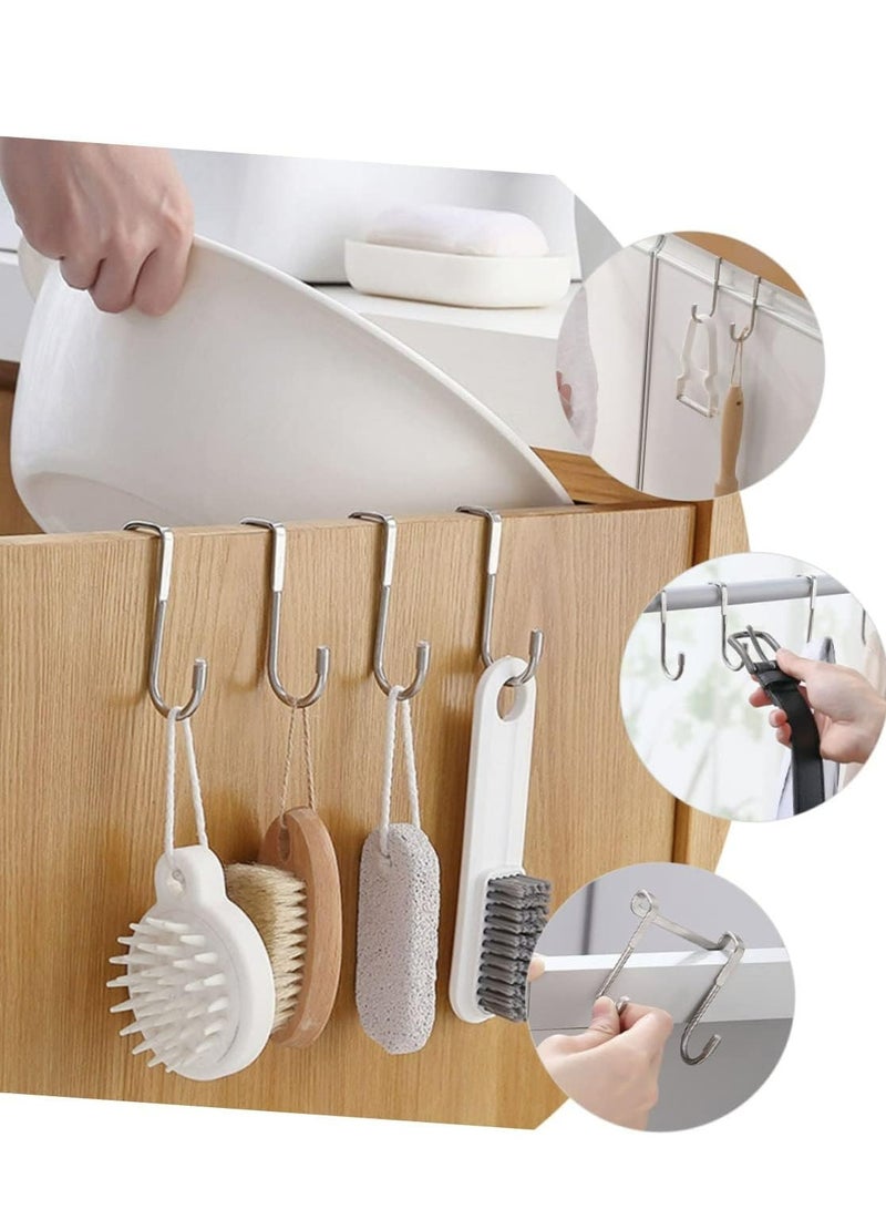 Oasisgalore 4 Pcs 304 Stainless Steel Double Hook Door Hanger for Hats, Clothes, Towels, Multifunctional Storage  - Image 3