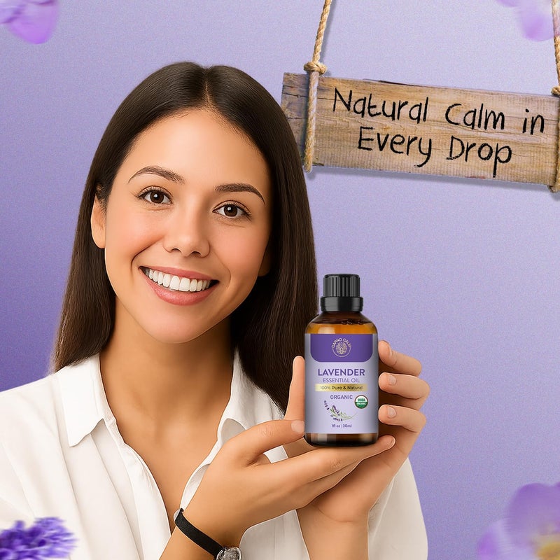Organic Lavender Essential Oils for Skin | USDA Certified | 100% Pure Lavender Oil | for Hair Aromatherapy Relaxation Sleep Skin Diffuser | 30ml | Organic lavender oil for aromatherapy, diffusers, skin and hair, with a sweet floral scent. - Image 4