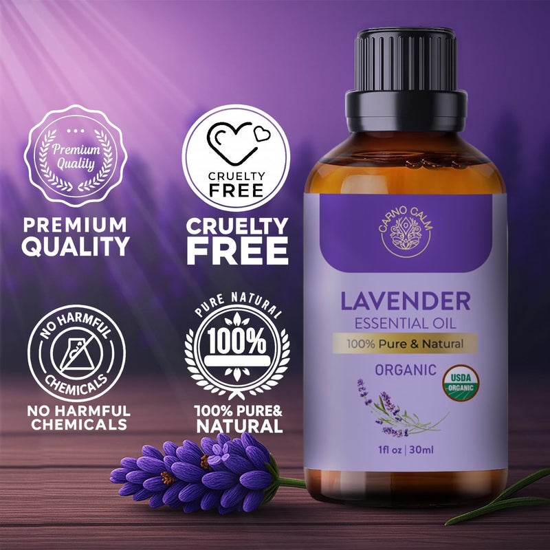 Organic Lavender Essential Oils for Skin | USDA Certified | 100% Pure Lavender Oil | for Hair Aromatherapy Relaxation Sleep Skin Diffuser | 30ml | Organic lavender oil for aromatherapy, diffusers, skin and hair, with a sweet floral scent. - Image 5