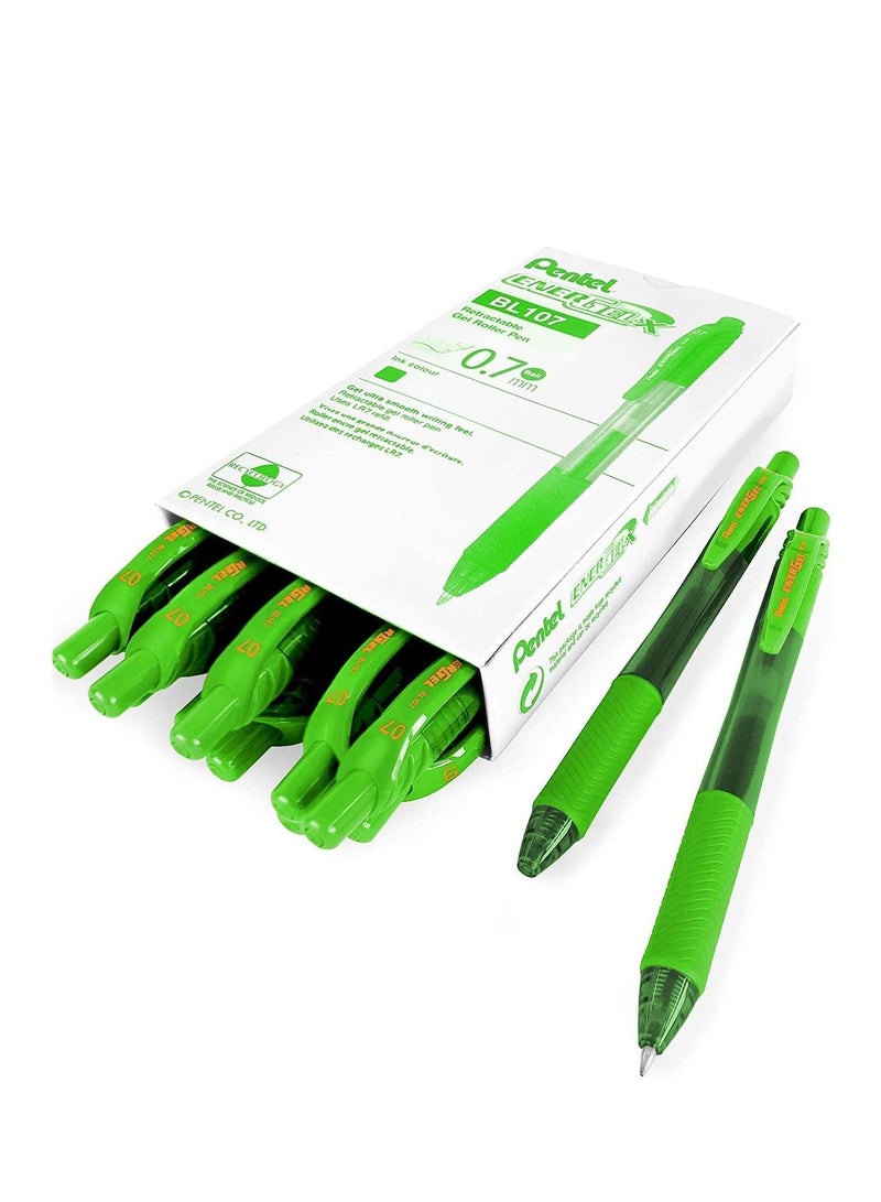 Pentel 12-Piece Energel Gel Ink Pen 0.7mm Tip Lime Green Ink - Image 1