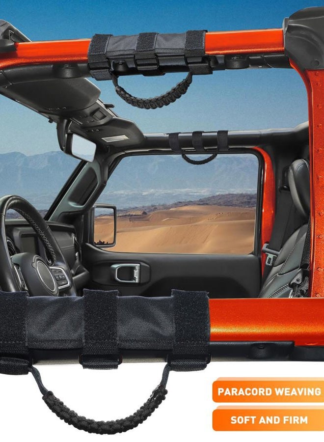 Savadicar 2 Pack Grab Handles Roll Bar Grip Handle Compatible with 1955-2023 Jeep Wrangler CJ YJ TJ JK JKU JL JLU 4XE & Gladiator JT, Top Handle Assist Support, Interior Accessories, Black - Image 2