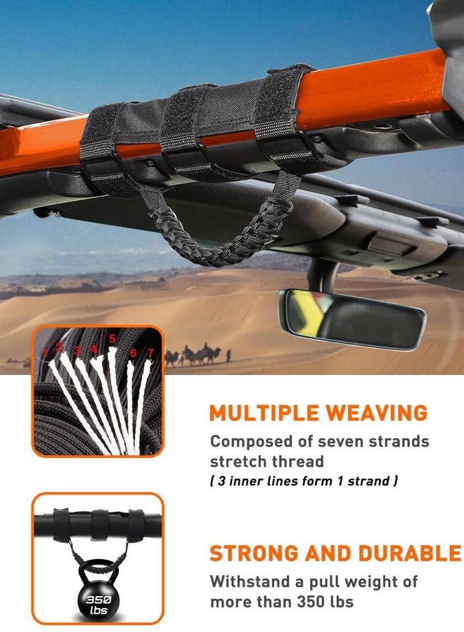 Savadicar 2 Pack Grab Handles Roll Bar Grip Handle Compatible with 1955-2023 Jeep Wrangler CJ YJ TJ JK JKU JL JLU 4XE & Gladiator JT, Top Handle Assist Support, Interior Accessories, Black - Image 3