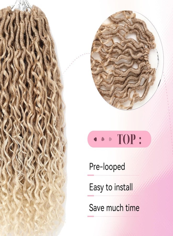 وصلات شعر كروشيه جديدة من Aipin، ضفائر Goddess Locs بطول 14 بوصة، ضفائر Boho River Locs Hippie Locs مموجة مع شعر مجعد في المنتصف والأطراف (8 عبوات، 14 بوصة، T27/613). - Image 3