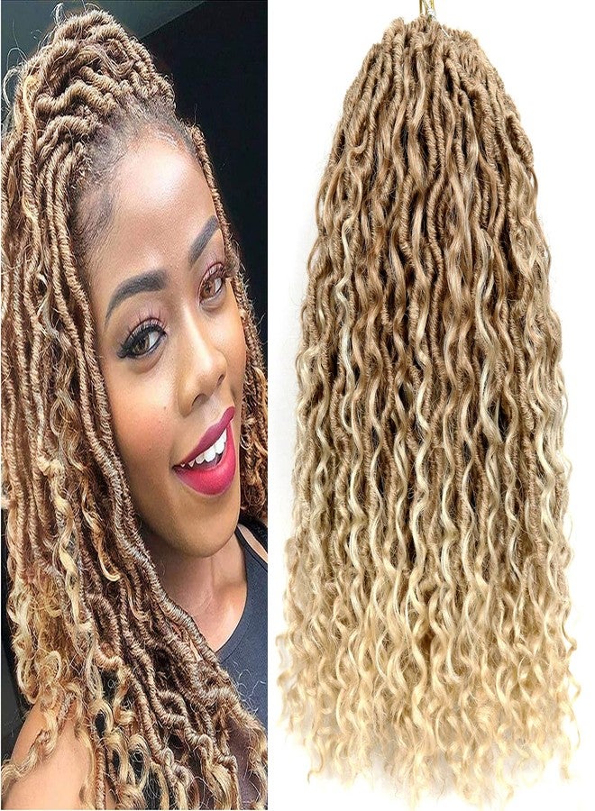 وصلات شعر كروشيه جديدة من Aipin، ضفائر Goddess Locs بطول 14 بوصة، ضفائر Boho River Locs Hippie Locs مموجة مع شعر مجعد في المنتصف والأطراف (8 عبوات، 14 بوصة، T27/613). - Image 1