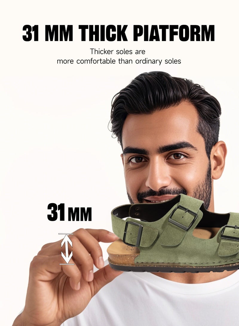 AL-WAHA AL-ZHABIA Men's Genuine Leather Sandals - Breathable PU Sole, Anti-Slip Design, Durable for Desert Climate & Daily Wear(42) - Image 2