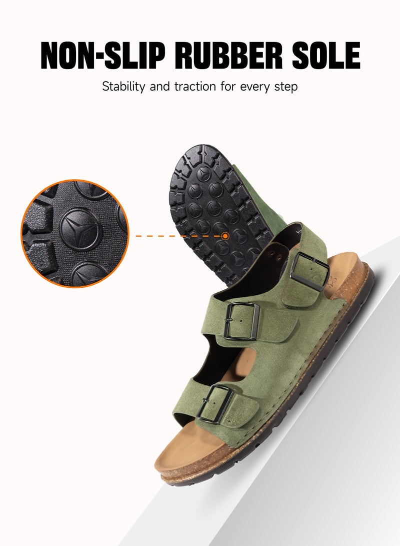 AL-WAHA AL-ZHABIA Men's Genuine Leather Sandals - Breathable PU Sole, Anti-Slip Design, Durable for Desert Climate & Daily Wear(42) - Image 3