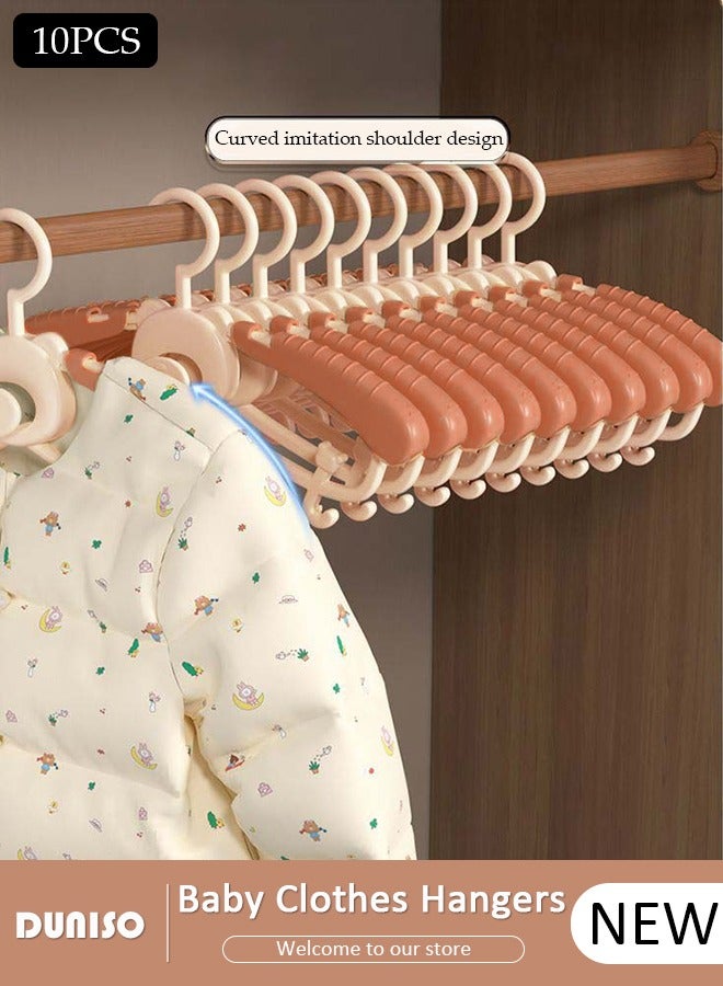 DUNISO 10 Pcs Baby Hangers, Extendable Baby Closet Hanger with Removable Clip for Newborn to Teenagers, Non-Slip Plastic Infant Hangers, Stackable Clothes Hangers for Baby Closet Organizer  - Image 1