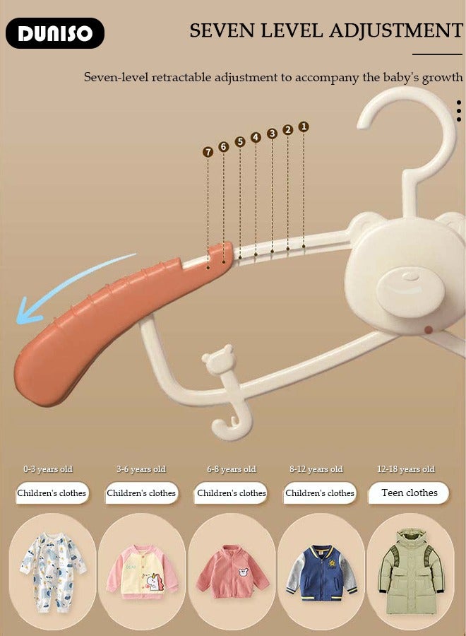 DUNISO 10 Pcs Baby Hangers, Extendable Baby Closet Hanger with Removable Clip for Newborn to Teenagers, Non-Slip Plastic Infant Hangers, Stackable Clothes Hangers for Baby Closet Organizer  - Image 3