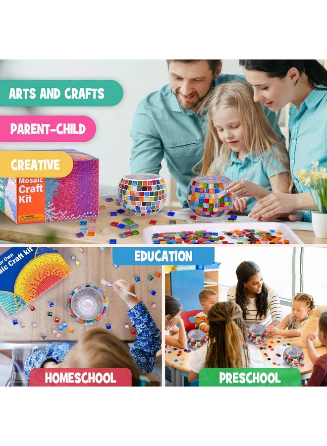 ONE TO FOUR Glass Mosaic Candle Holder Kit, Gifts DIY Mosaic Arts and Crafts Kit for Kids & Adults, Tealight Candle Holder for Home Lighting Decor, Toys Girls Birthday Gifts Ages 6 7 8 9 10 11 12 - Image 5