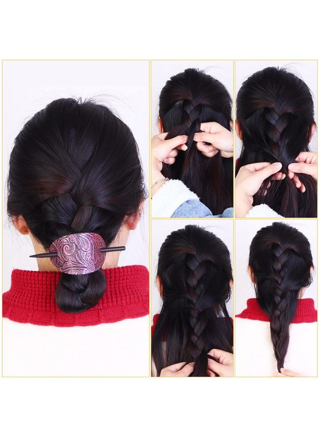 Ioffersuper 6 Pieces Leather Hair Barrette With Stick Leather Hair Accessories Hair Barrettes Stick Hair Clip Hair Stick Ponytail Hair Pin For Women Long Hair - Image 3