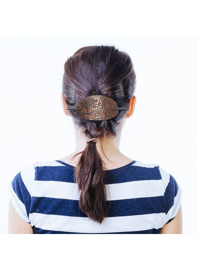 Ioffersuper 6 Pieces Leather Hair Barrette With Stick Leather Hair Accessories Hair Barrettes Stick Hair Clip Hair Stick Ponytail Hair Pin For Women Long Hair - Image 4