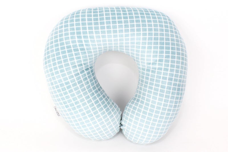 Generic Comfy striped With Squares Neck Support Soft Fiber Travel Neck Pillow U-Shape For Car, Travel, Office,Airplane and Gifts - Blue and White - Image 2