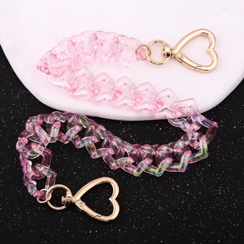 SORGERLY Acrylic Purse Chain Handbag Strap - Heart Bag Charm Keychain Accessories, 12.4 Inch Extender Chains Replacement (Pink) - Image 4