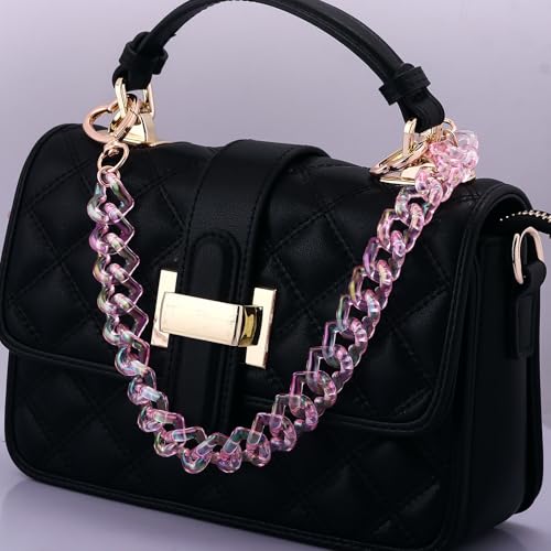 SORGERLY Acrylic Purse Chain Handbag Strap - Heart Bag Charm Keychain Accessories, 12.4 Inch Extender Chains Replacement (Pink) - Image 3