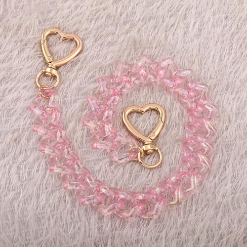 SORGERLY Acrylic Purse Chain Handbag Strap - Heart Bag Charm Keychain Accessories, 12.4 Inch Extender Chains Replacement (Pink) - Image 2
