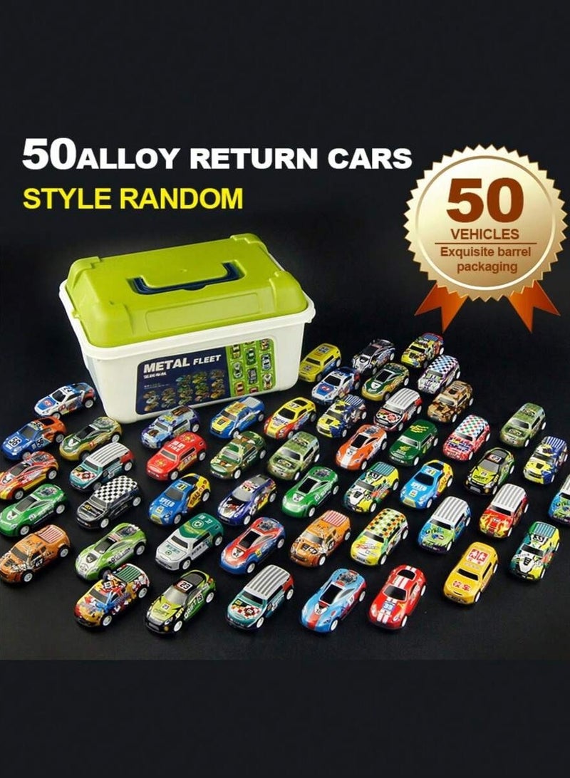 LIMOS 50 Pcs Metal Toy Cars Set for Kids – Mini Pull Back Race Cars in Assorted Colors with Ramp Function, Storage Box & Play Map – Party Favors for Boys and Girls Ages 3-10 – Perfect Gift for Kids - Image 3