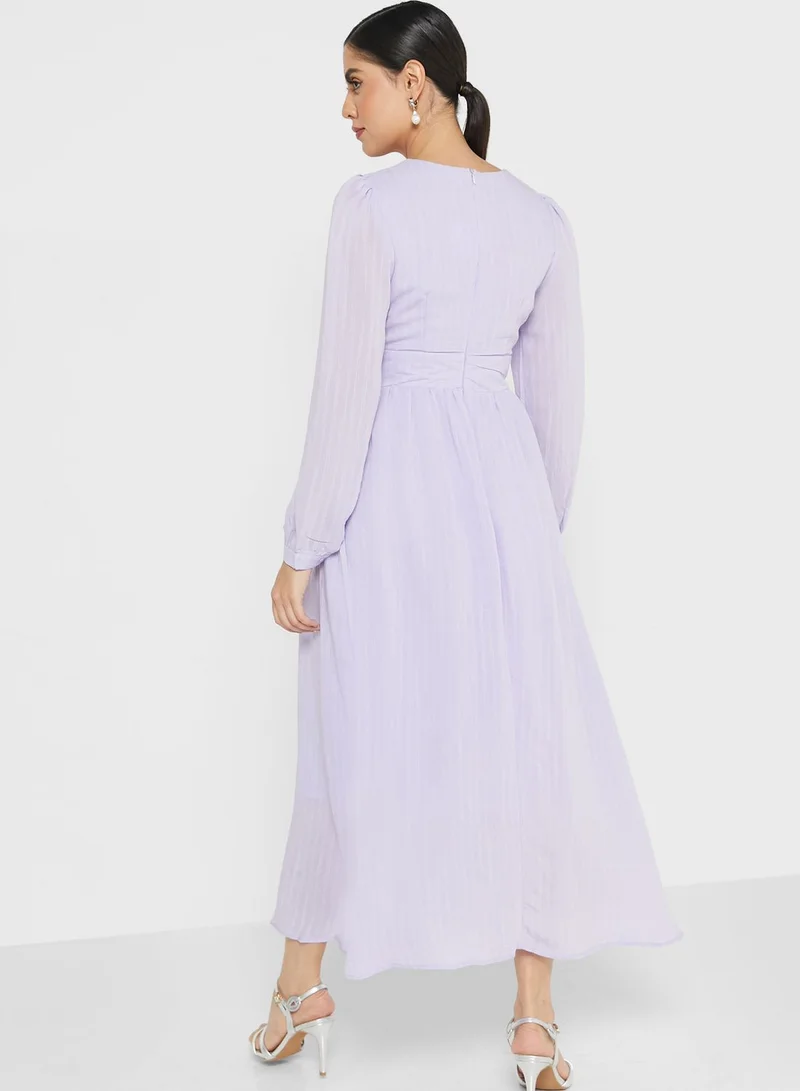 sister jane Self Textured Puff Sleeve Dress