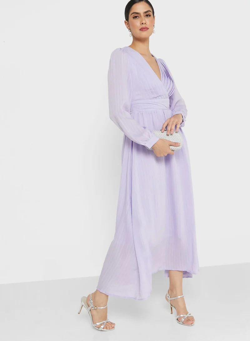 sister jane Self Textured Puff Sleeve Dress