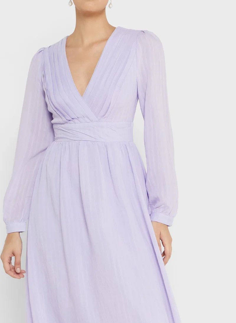 sister jane Self Textured Puff Sleeve Dress