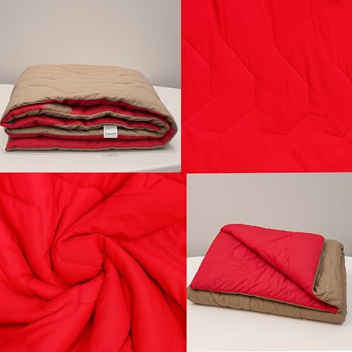 Fareto Baby & Kids Blanket Cum Comforter All Season Use Reversible Blanket for Babies (0-8 Years) Ruby Red and Brown, 1 Piece - Image 4
